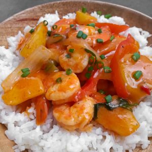 Sauté de crevettes à l'aigre-douce