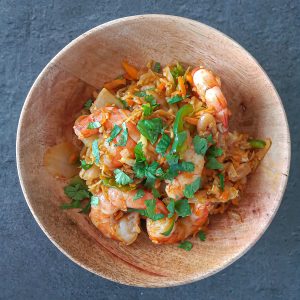 Wok de crevettes et légumes