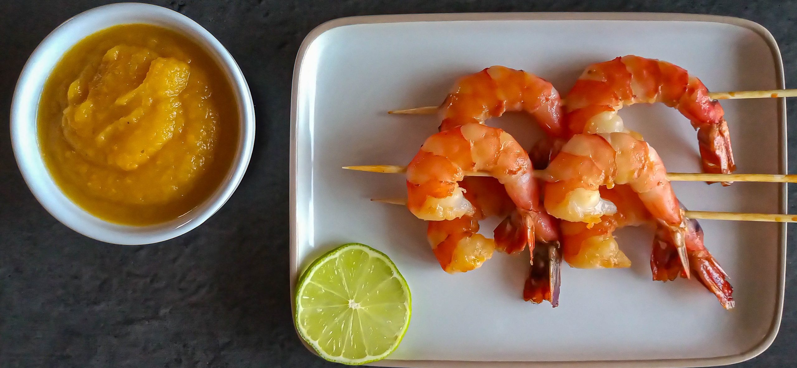 Brochettes de Gambas à la Sauce Papaye